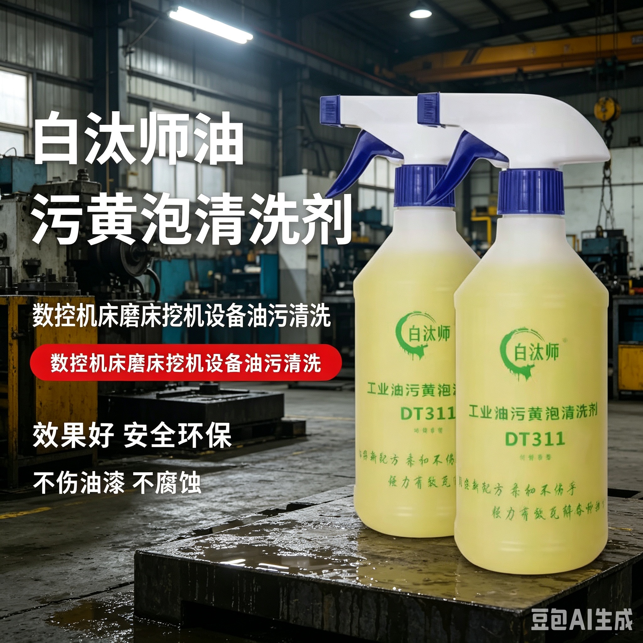 白汰师DT311重油污黄袍清洗剂 工业机床设备强力除油不伤漆